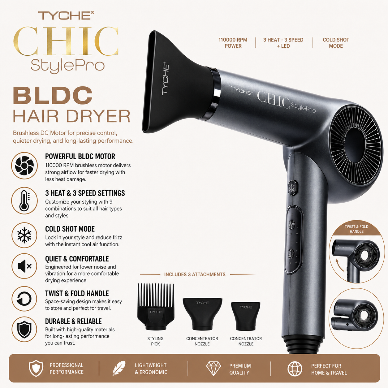 Tyche Chic StylePro BLDC Hair Dryer