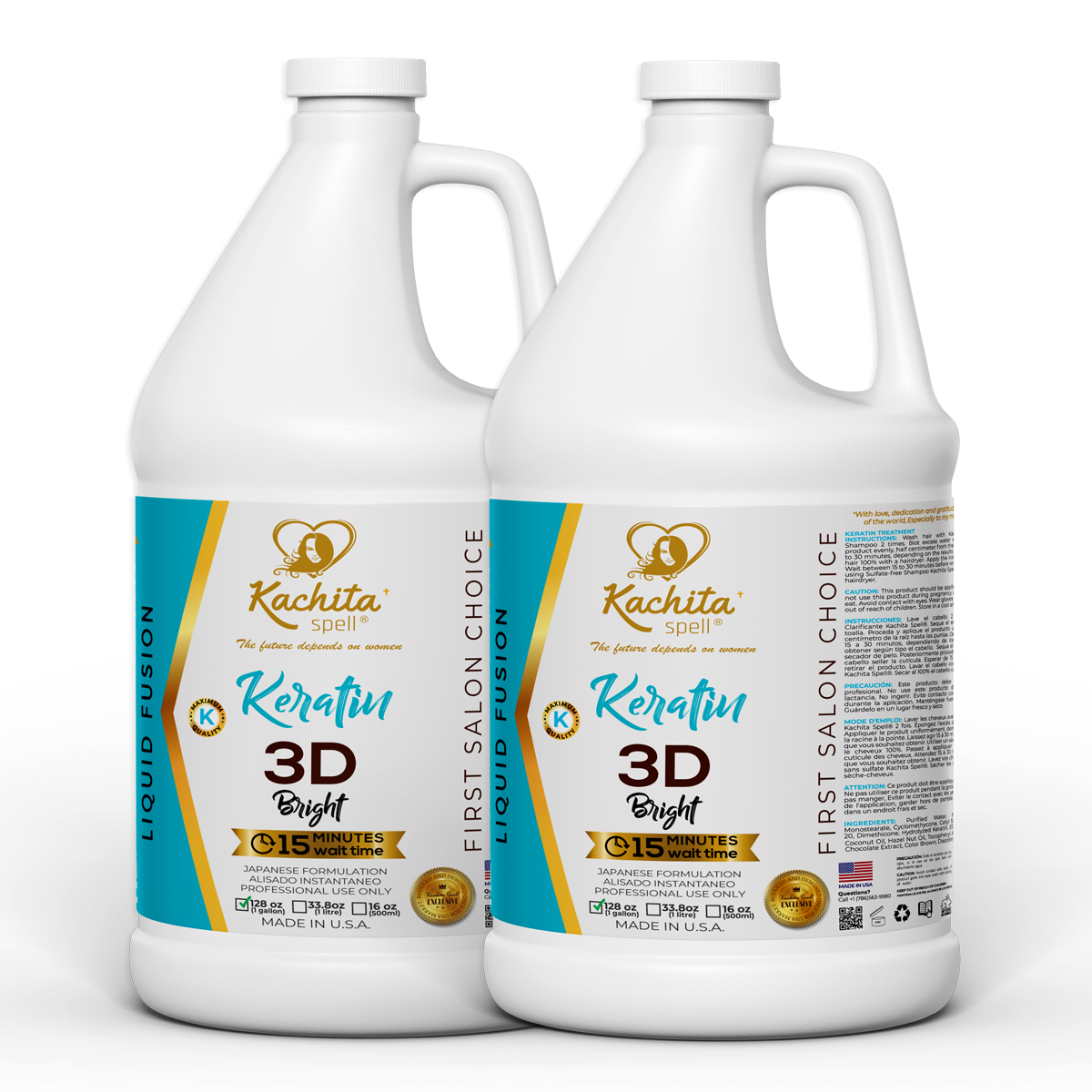 2 Keratin 3D Bright Liquid Fusion 128 oz + 100pcs Disposable Capes Hair Salon