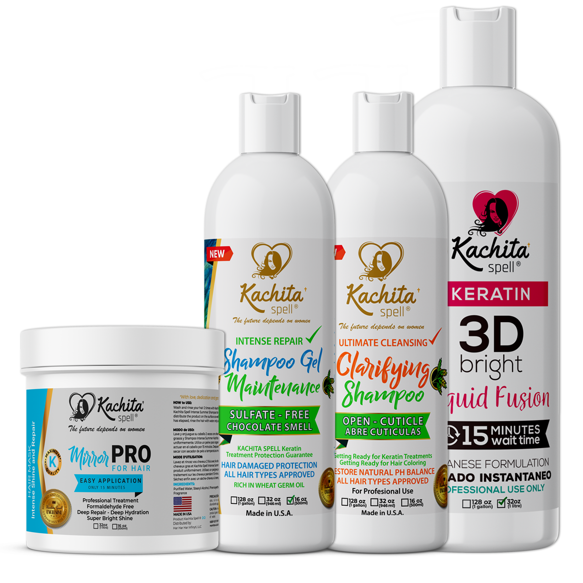 Kit Keratin 3D 32oz + Shampoo Clarify + Gel Maintenance + MirrorPRO