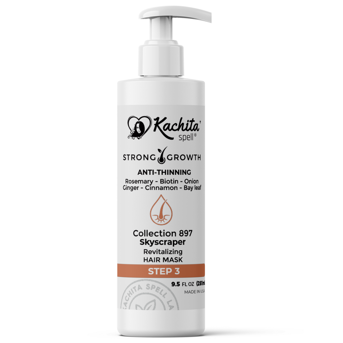 Kachita Spell Strong Hair Growth Collection Kit Shampoo, Hair Mask & Serum with Biotin, Onion, Rosemary, Ginger, Cinnamon & Bay Leaf Hair Care