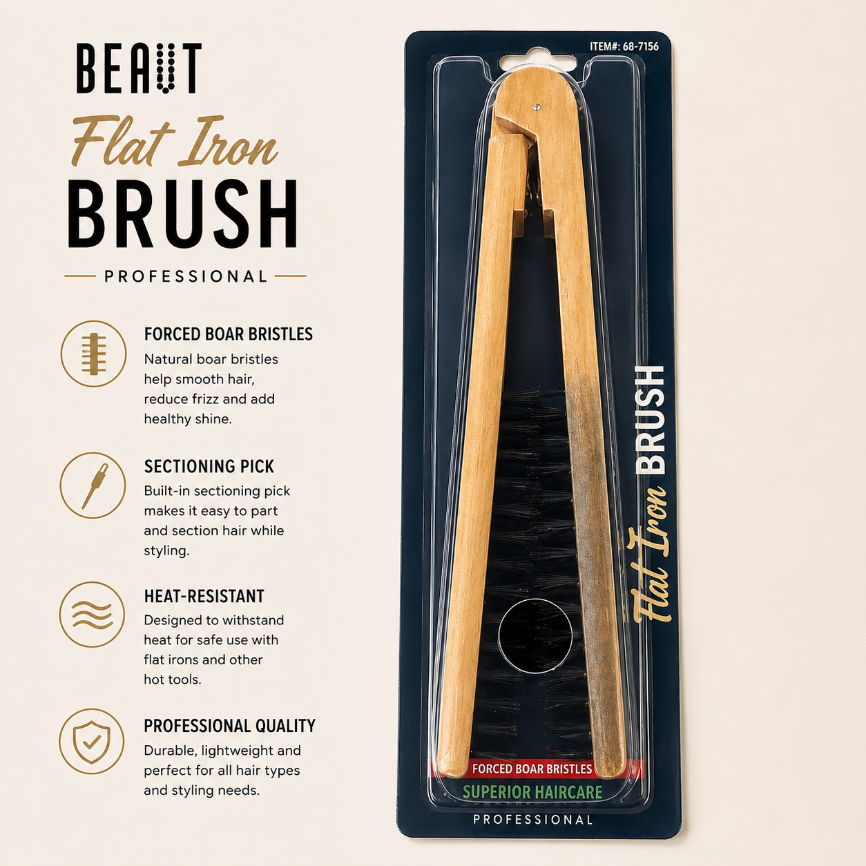 BEAUT Flat Iron Brush Professional