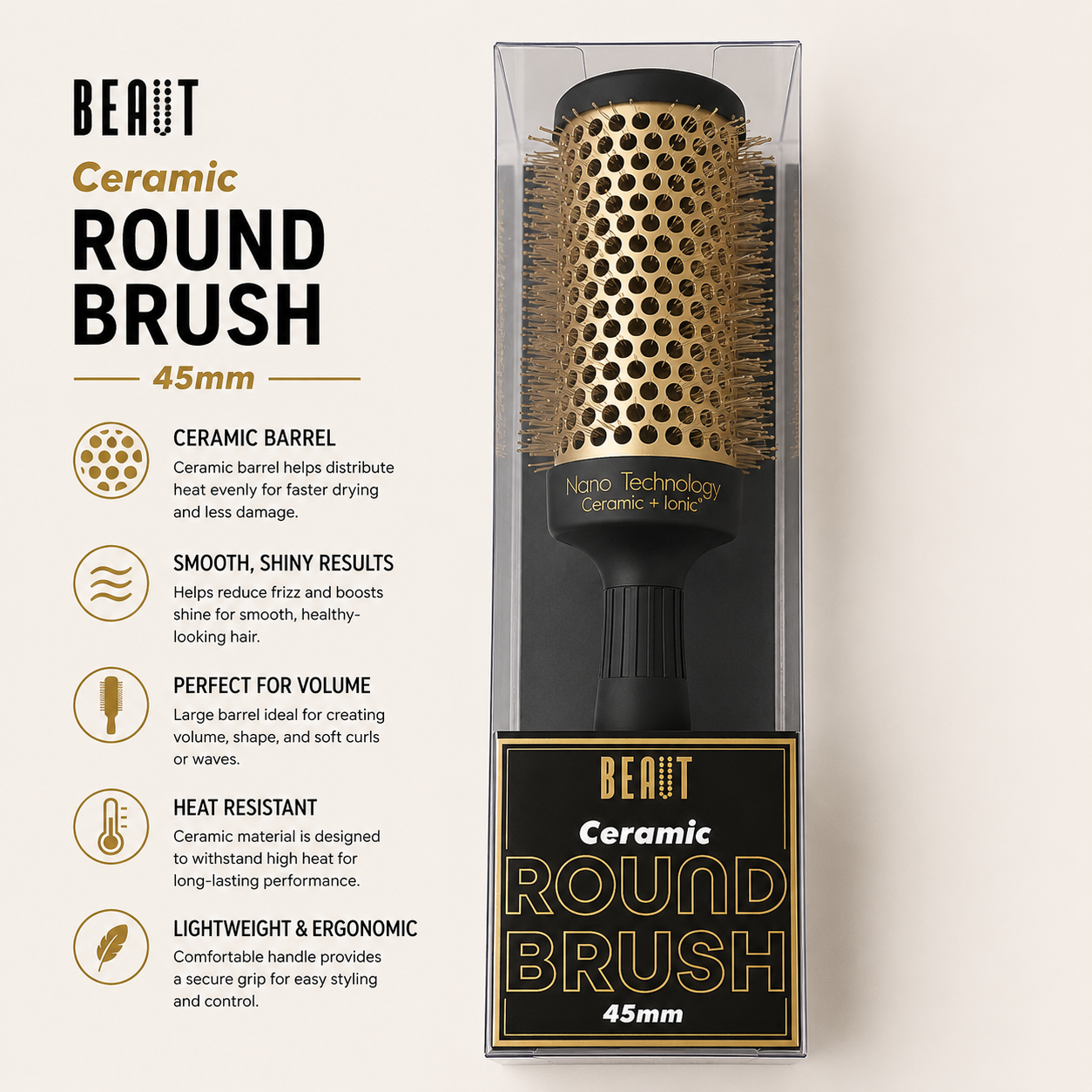 BEAUT Ceramic Round Brush 45mm