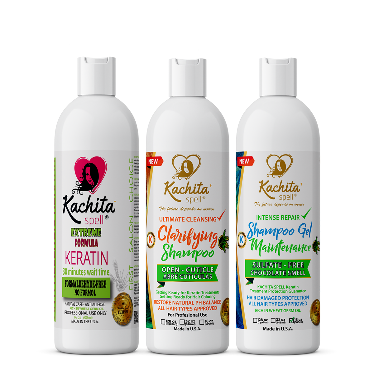 Fórmula extrema sin queratina y formaldehído de 16 oz + champú aclarador + champú acondicionador