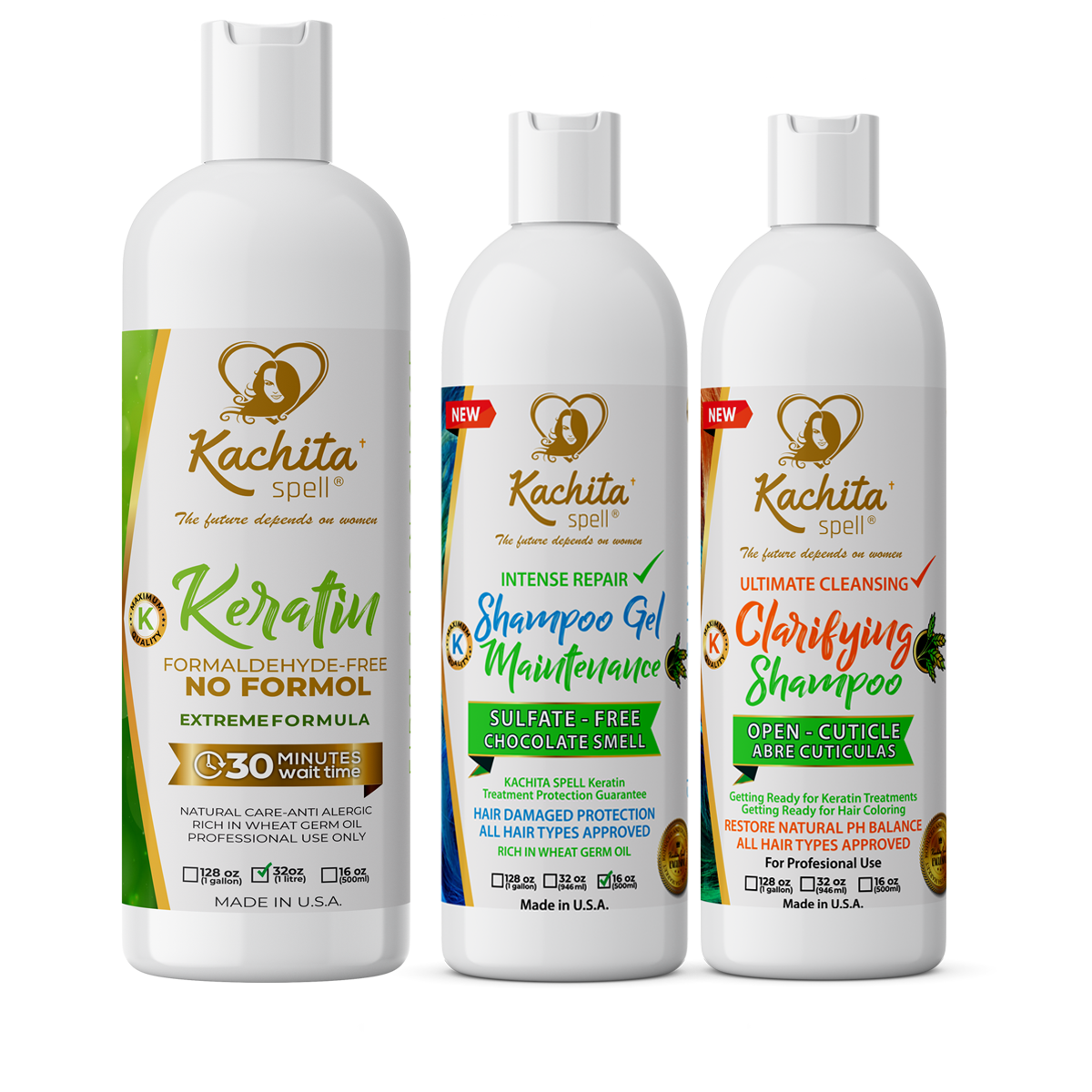 Fórmula extrema sin queratina y formaldehído de 32 oz + champú aclarador + champú acondicionador