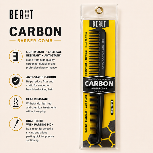Beaut Carbon Fine Tooth Barber Comb