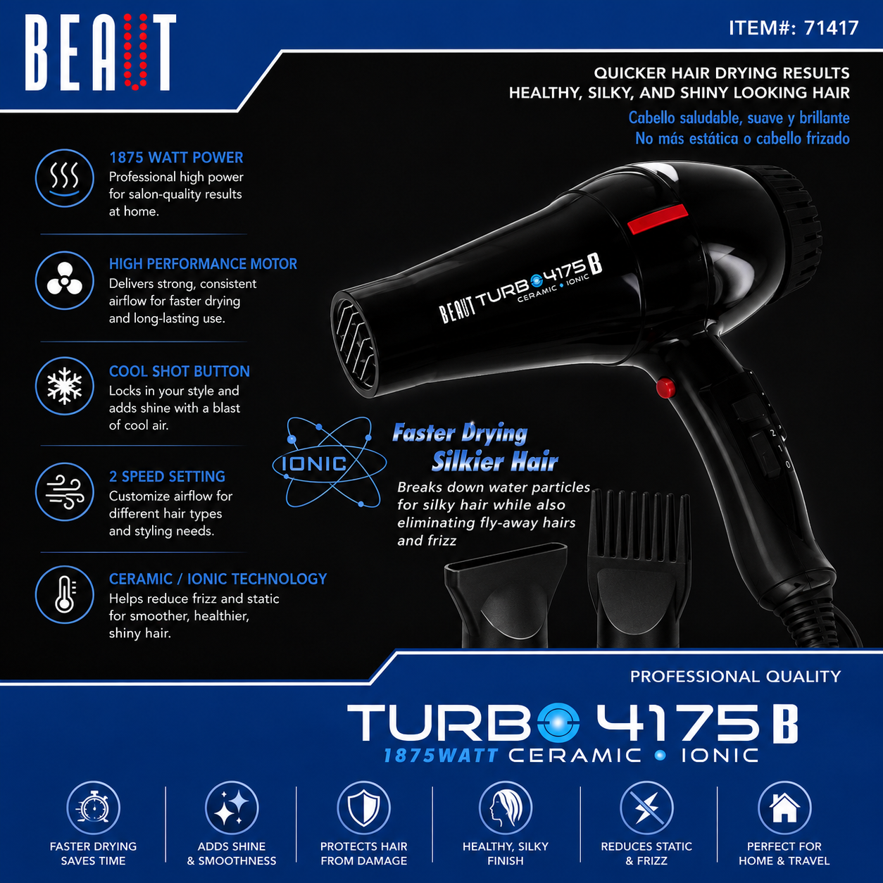 Beaut Turbo 4175B Ceramic Ionic Hair Dryer