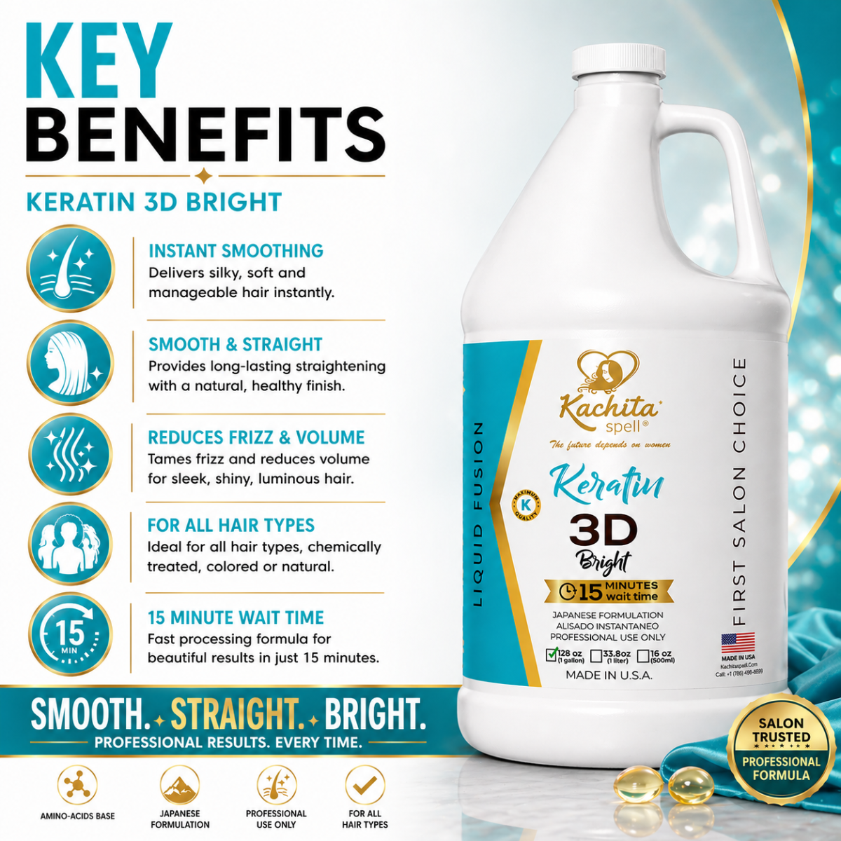 Keratin 3D Bright Liquid Fusion 128 floz
