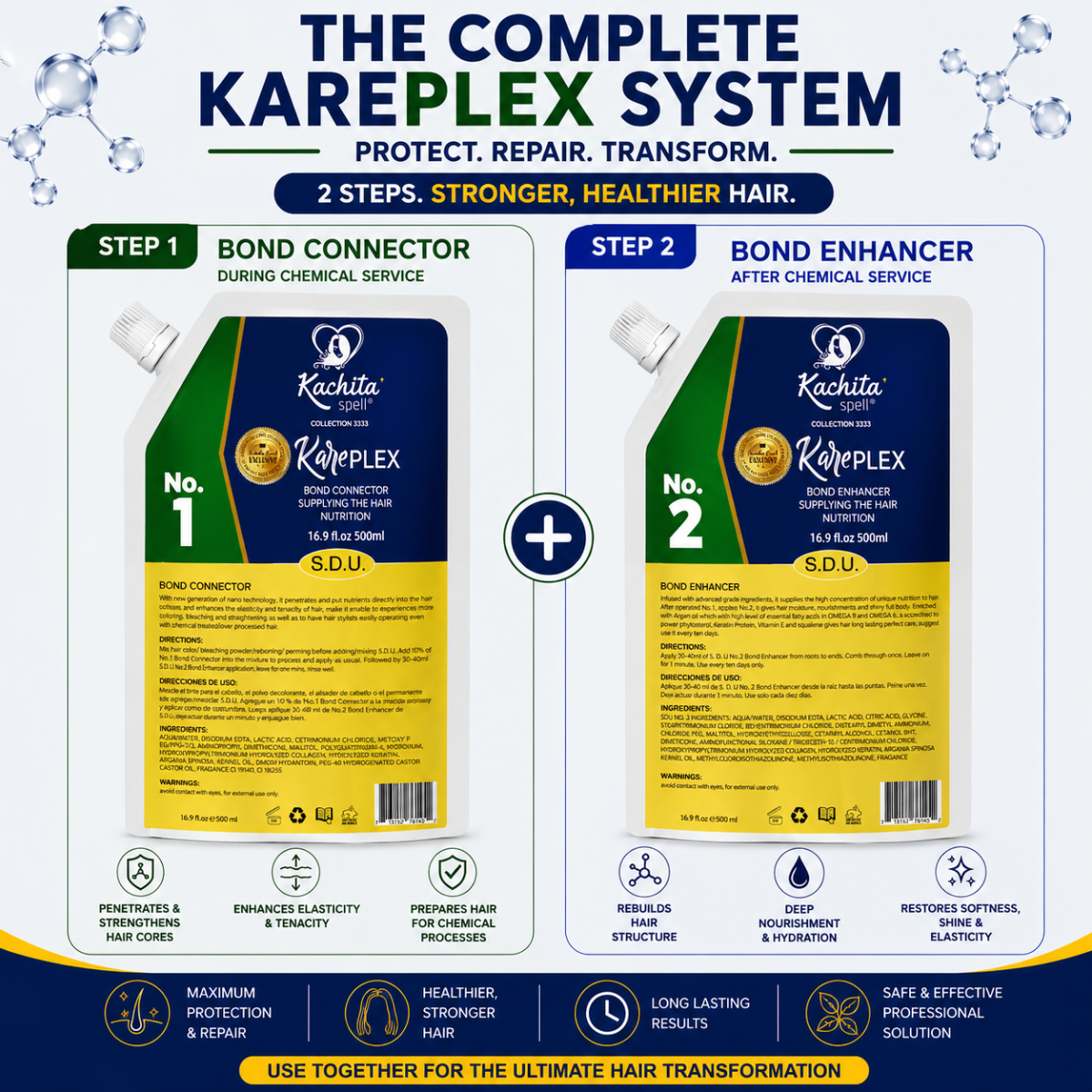 Kachita Spell KarePLEX Bond No2 Bond Enhancer Supplying the Hair Nutrition Enriched with Argan Oil Perfector 500 ml