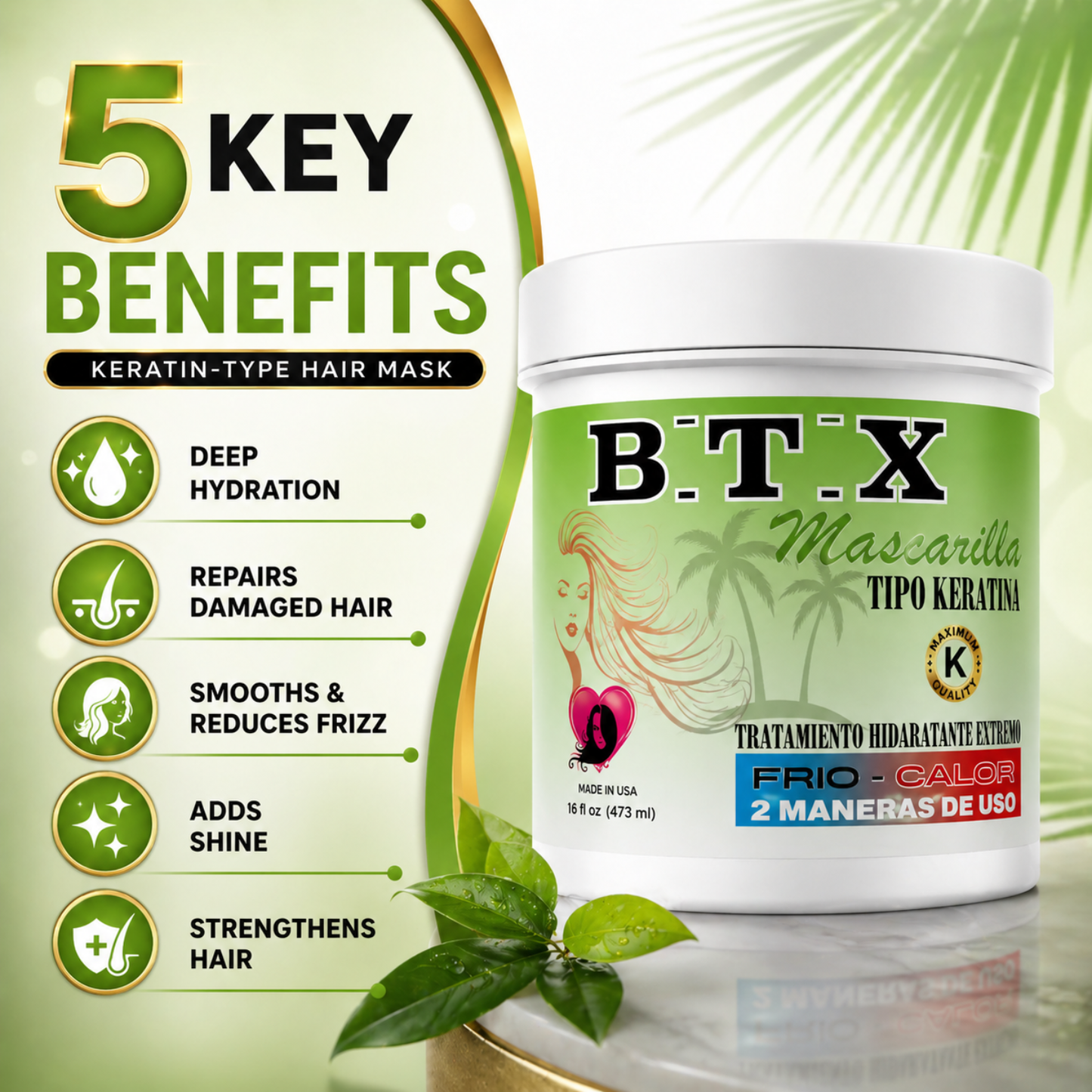 Tratamiento capilar con bótox de 16 oz, sistema de rejuvenecimiento capilar, tratamiento de hidratación extrema sin formaldehído