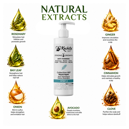 Kachita Spell Shampoo Growth, Biotin, Onion, Rosemary, Ginger, Cinnamon, Bay Leaf, Volumizing Moisturizing Treatment for Soft Shine Hair, Anti-Thinning Shampoo for Men and Women