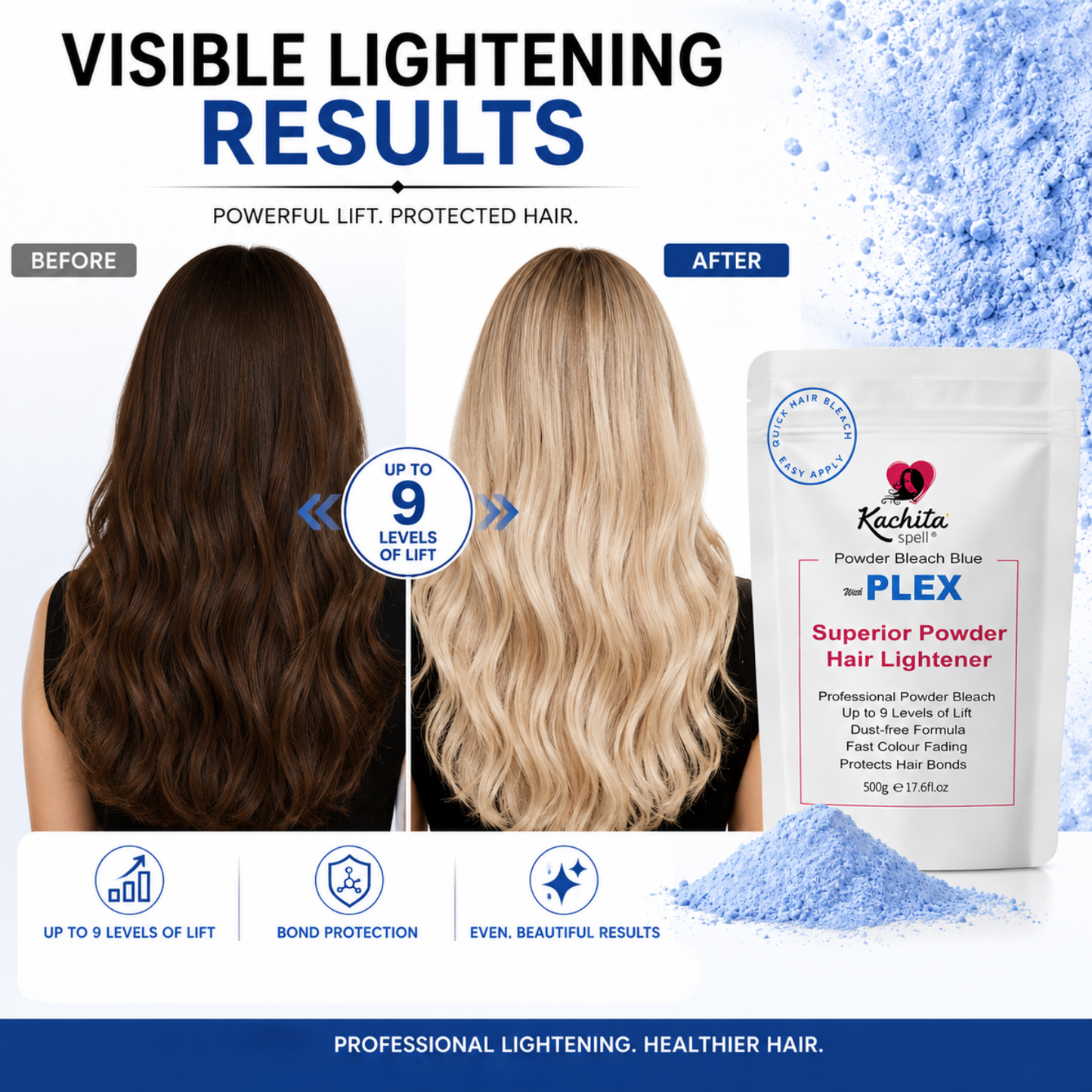 Kachita Spell Powder Lightener Bleach Blue Dust-Free Deco-Max