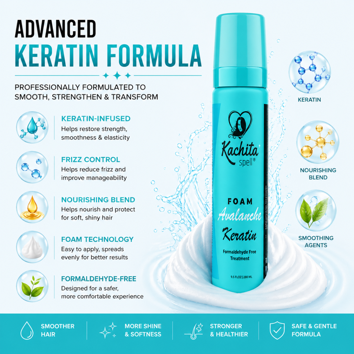 New Keratin Avalanche Mousse Foam Hair Straightening Treatment Formaldehyde Free