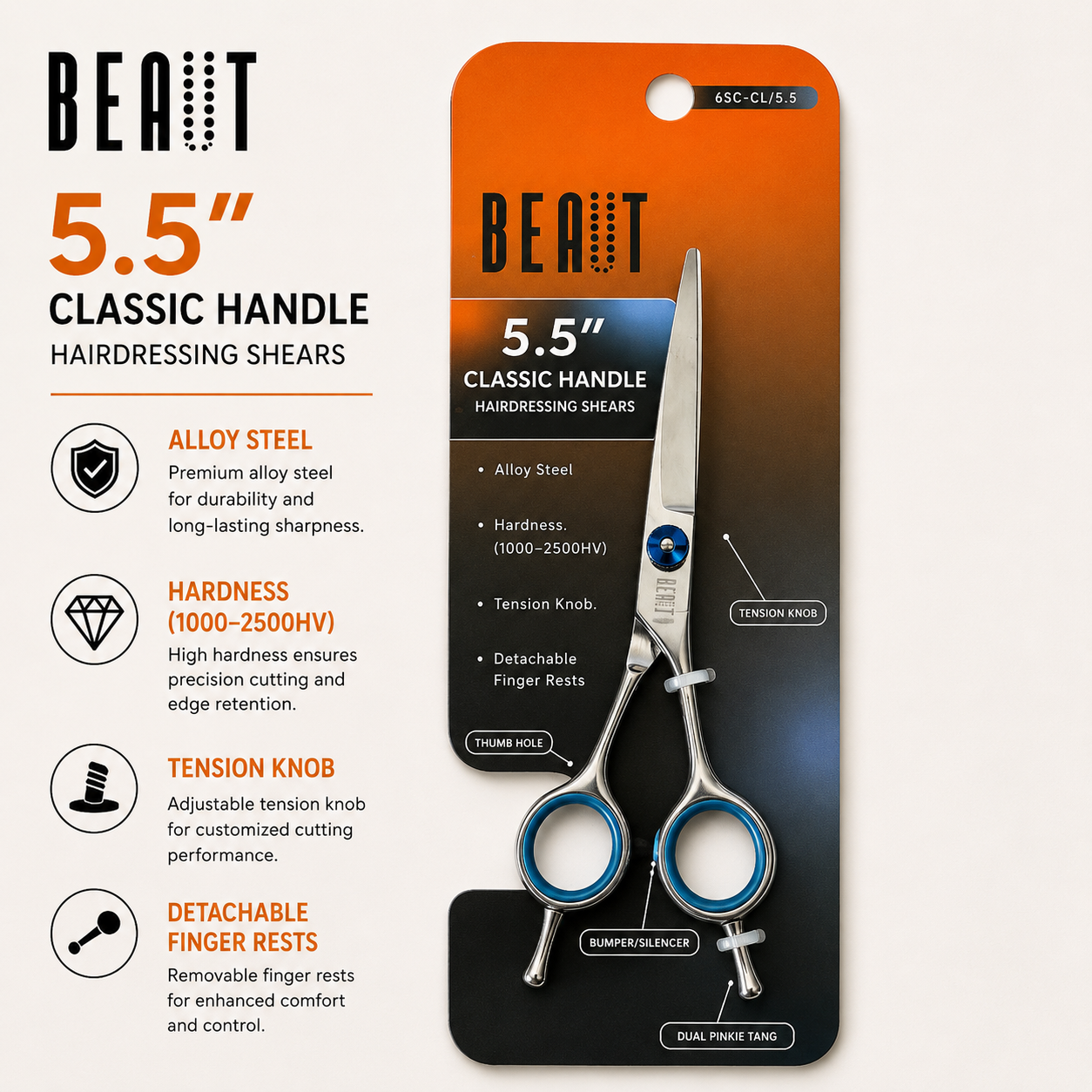 BEAUT 5.5” Classic Handle Hairdressing Shears