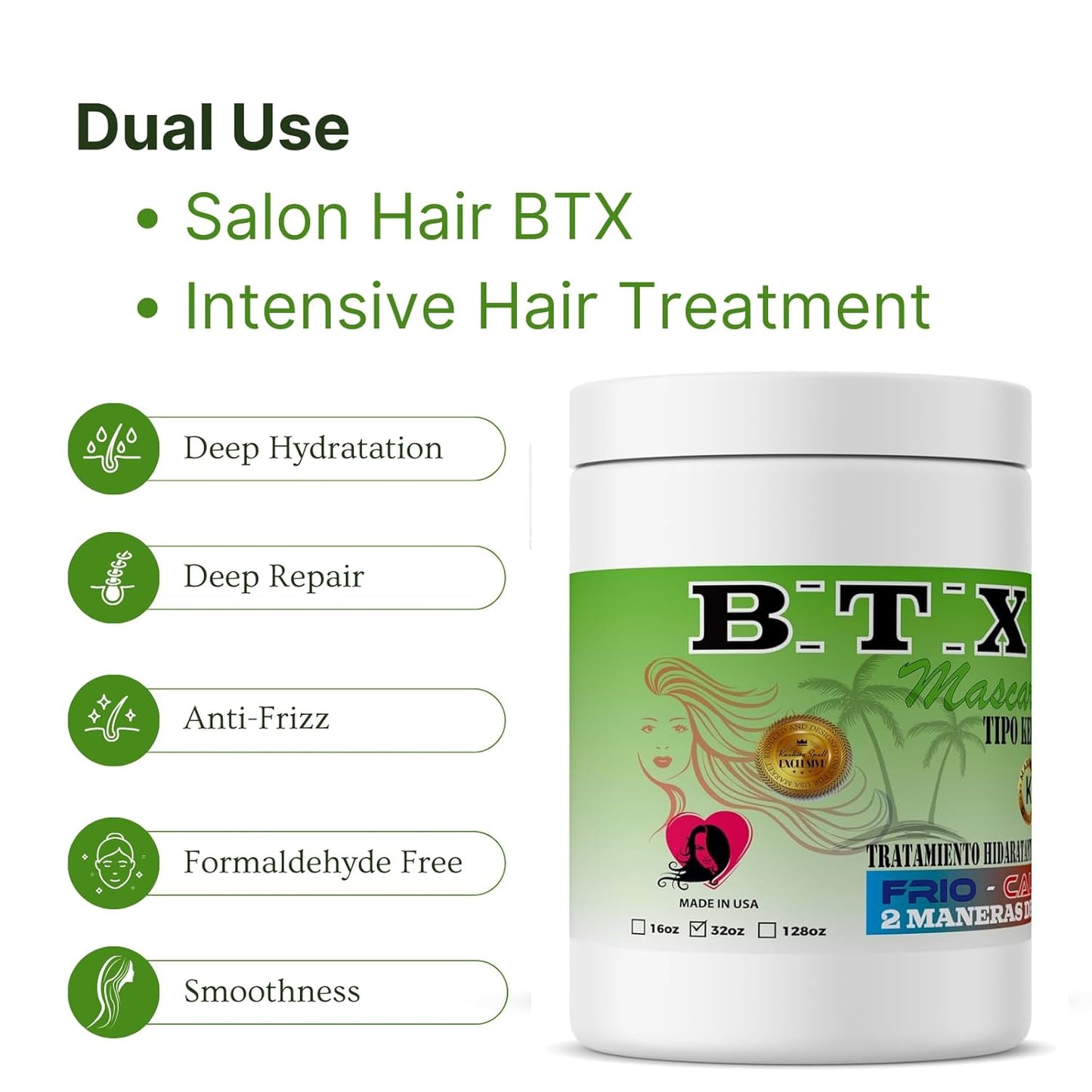 Tratamiento capilar con bótox de 32 oz, sistema de rejuvenecimiento capilar, tratamiento de hidratación extrema sin formaldehído