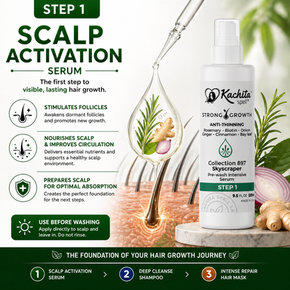 Kachita Spell Leave in Growth, Biotin, Onion, Rosemary, Ginger, Cinnamon, Bay Leaf, Volumizing Moisturizing for Soft Shine Hair, Hair Thinning Therapy Serum for Men and Women