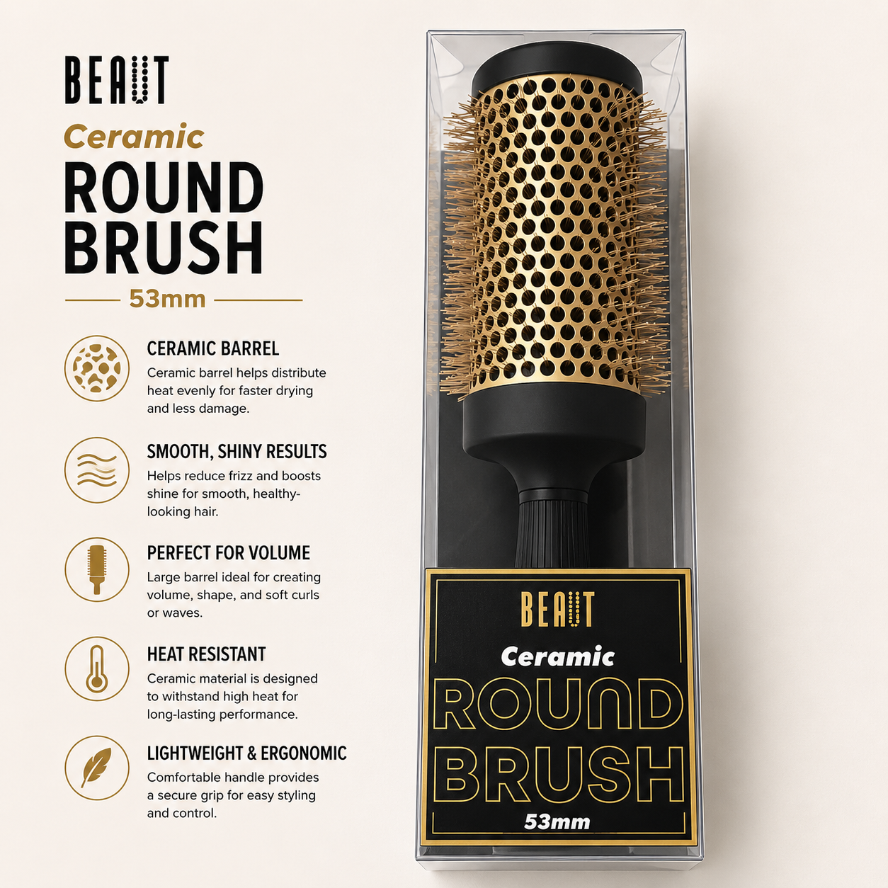 BEAUT Ceramic Round Brush 53mm
