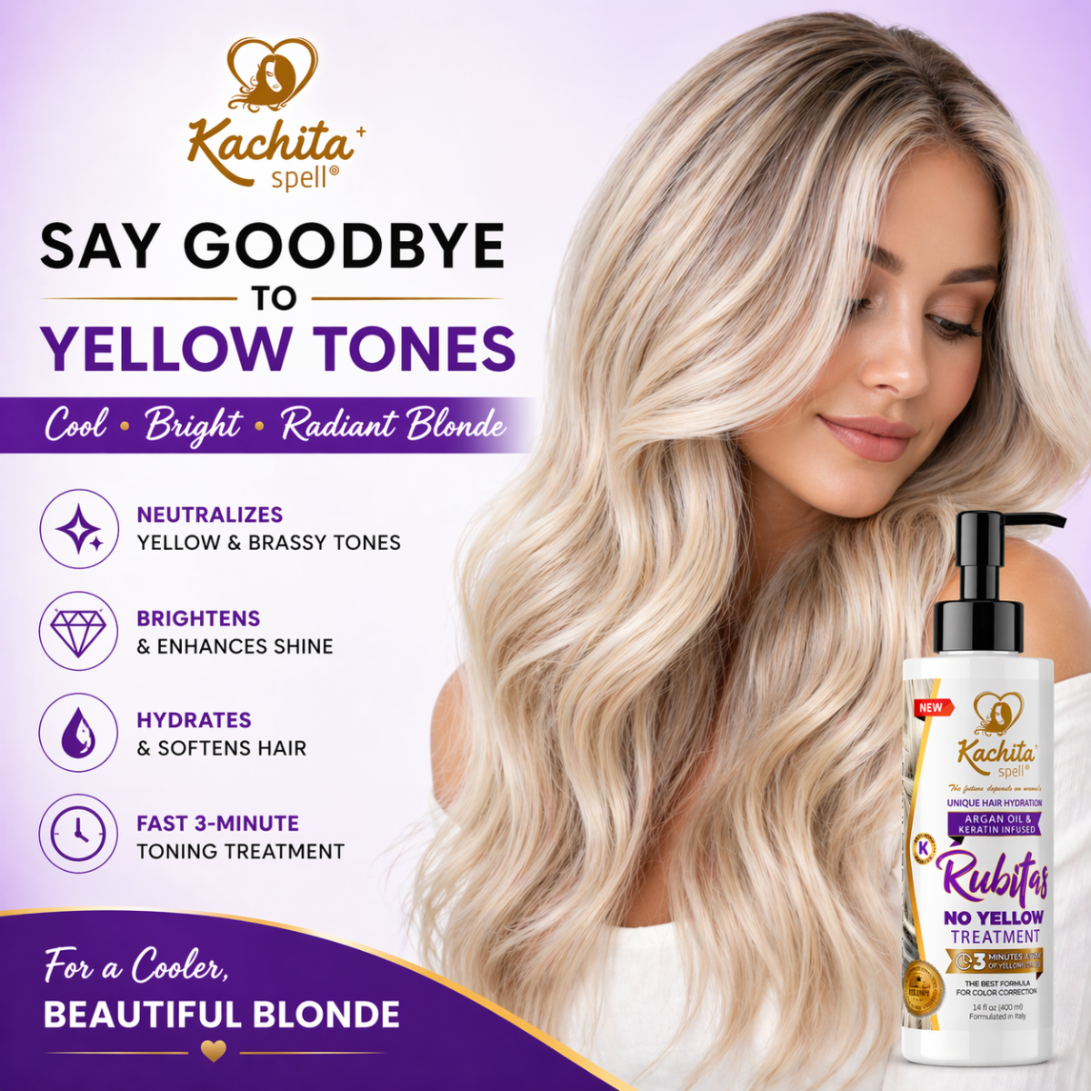 Purple Shampoo Toning Balance No Yellow Rubitas 350ml