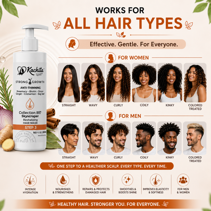Kachita Spell Growth Hair Mask, Biotin, Onion, Rosemary, Ginger, Cinnamon, Bay Leaf, Volumizing Moisturizing Treatment for Soft Shine Hair, Anti-Thinning Treatment for Men and Women