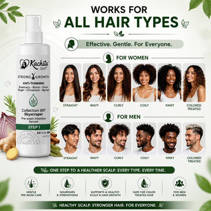 Kachita Spell Leave in Growth, Biotin, Onion, Rosemary, Ginger, Cinnamon, Bay Leaf, Volumizing Moisturizing for Soft Shine Hair, Hair Thinning Therapy Serum for Men and Women