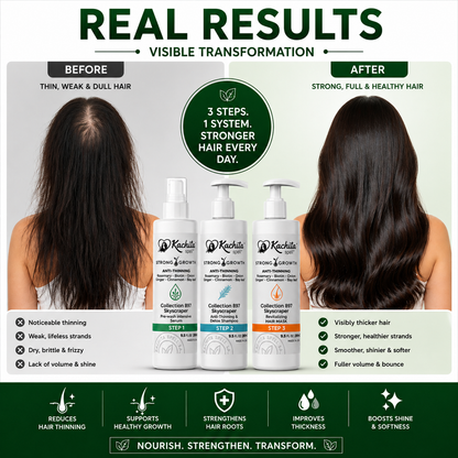 Kachita Spell Strong Hair Growth Collection Kit Shampoo, Hair Mask & Serum with Biotin, Onion, Rosemary, Ginger, Cinnamon & Bay Leaf Hair Care
