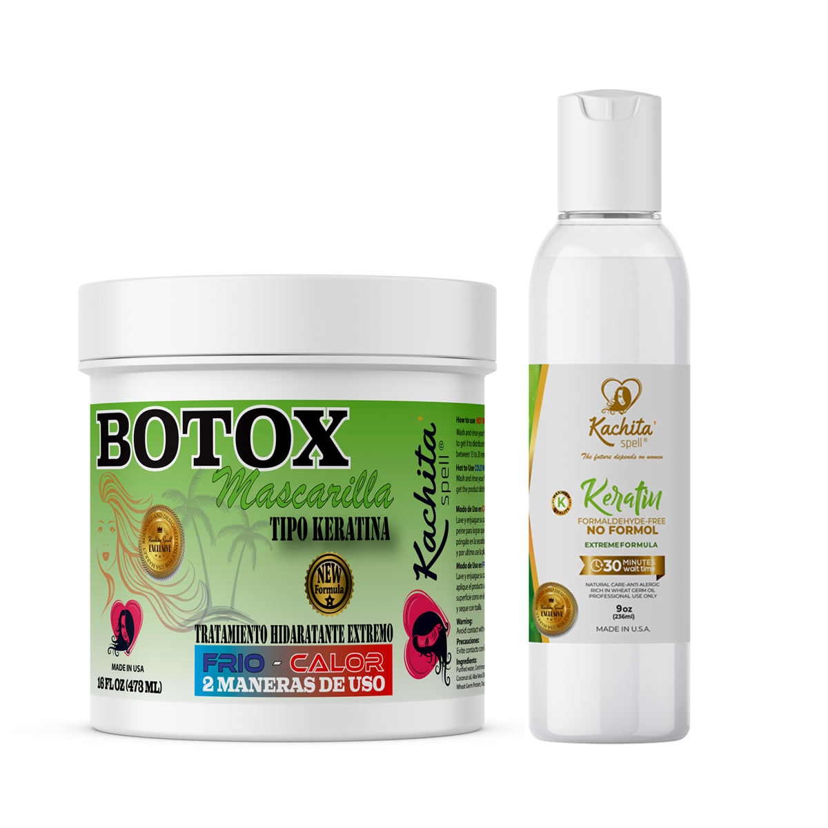 Kit Keratina Libre de Formaldehído 8oz + Botox Capilar 16oz Tratamiento Capilar Sistema Rejuvenecedor Capilar Libre de Formaldehído