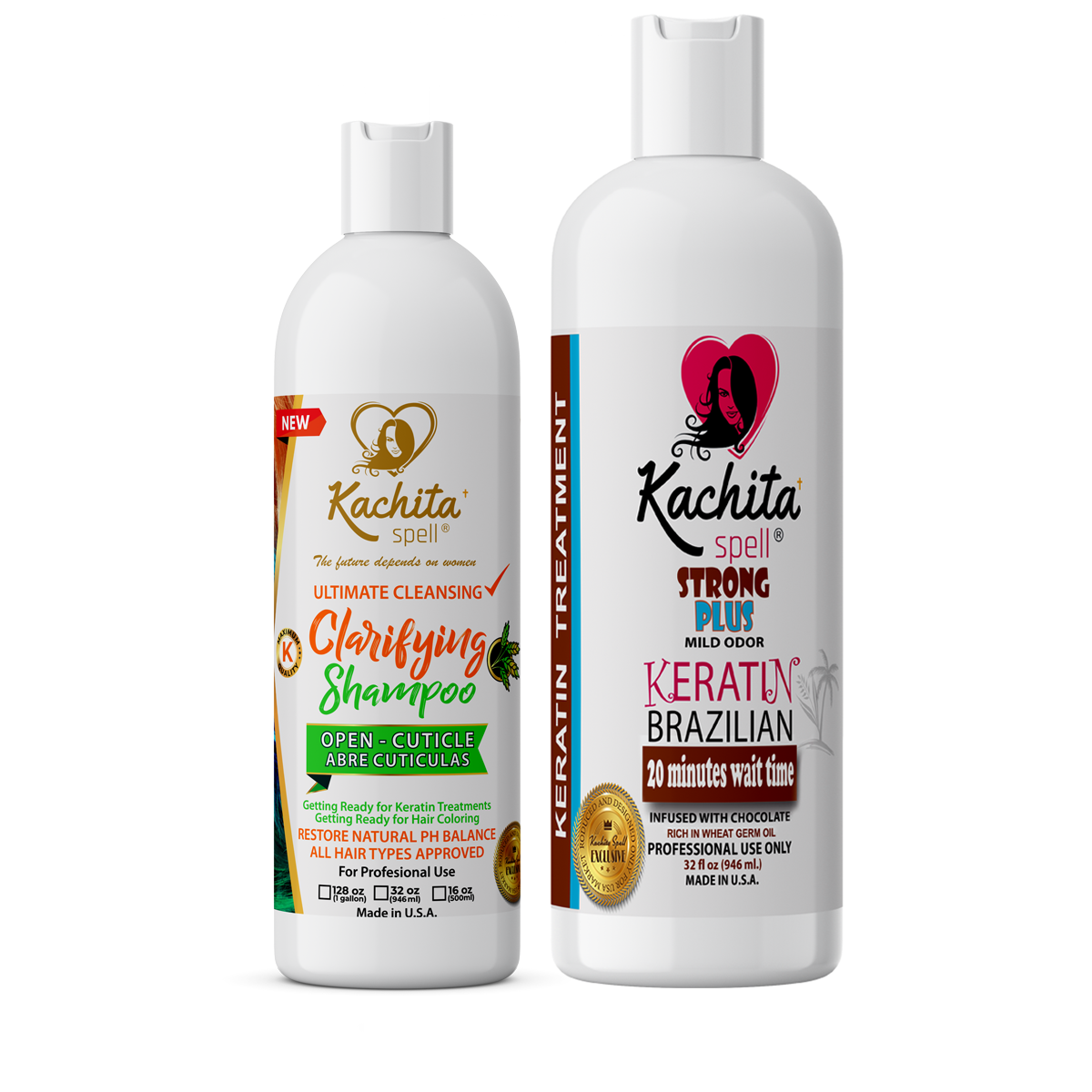 Keratin Chocolate Strong Plus 32oz + Champú Clarificante K-Ready 16oz