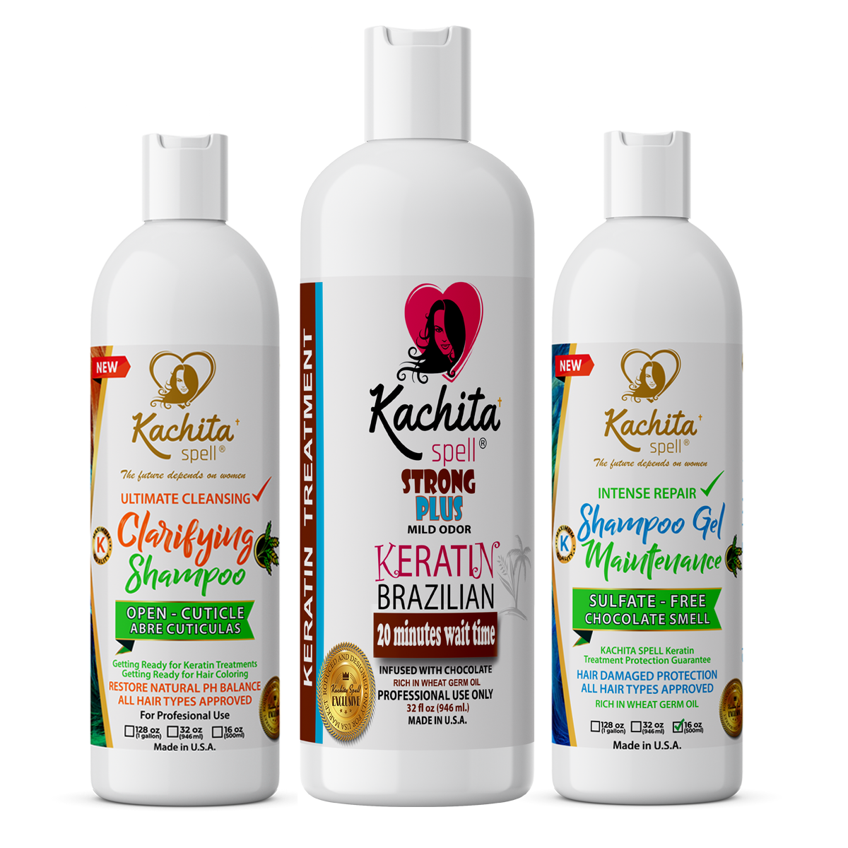 Tratamiento Capilar Chocolate Strong Keratin 32floz + Champú Clarify + Champú Acondicionador